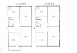 3-комнатная квартира сталинка, 1-433 (1954-61 гг, 4 этажные, кирпичные), планировка
